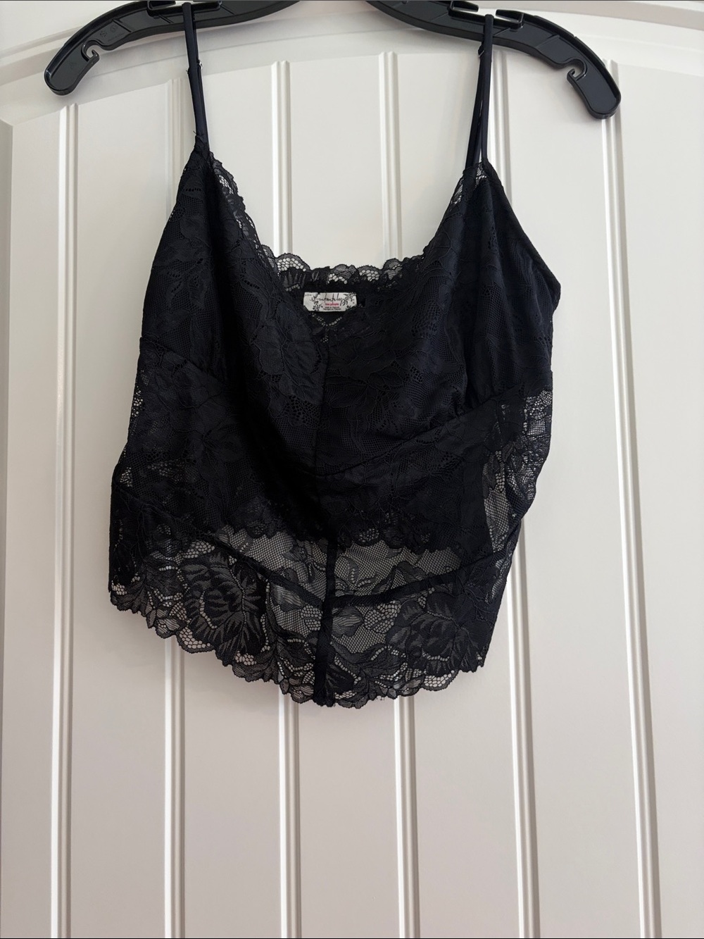 Free People Black Lace Cropped Tank